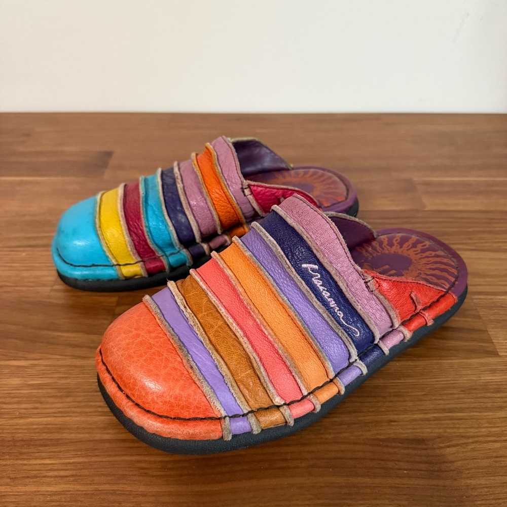 Macanna Italy Multicolor Rainbow Patchwork Leathe… - image 3